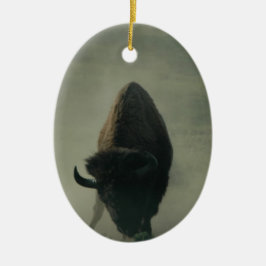 バッファローは"食べます私の塵"を セラミックオーナメント