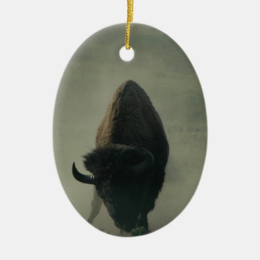 バッファローは"食べます私の塵"を セラミックオーナメント (正面)