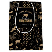 バッファローアドベンチャーパターンラベルクラフトID599 ミディアムペーパーバッグ (正面)