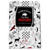 バッファローアドベンチャーパターンラベル赤/黒ID599 ミディアムペーパーバッグ (正面)