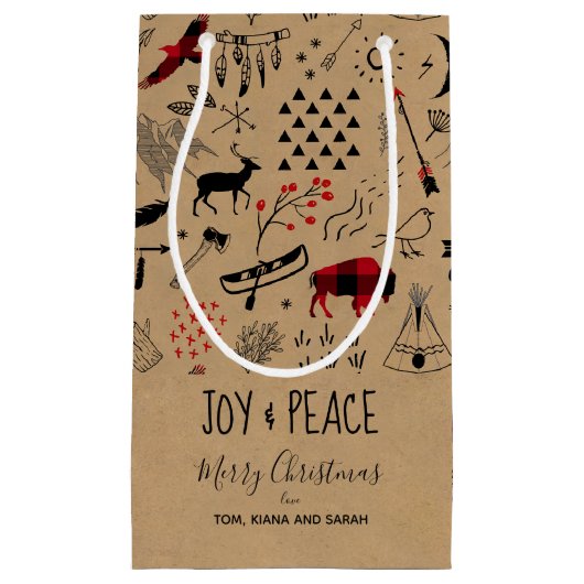 バッファローアドベンチャーブラック&レッドプレイド/クラフトID599 スモールペーパーバッグ (正面)