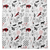 バッファローアドベンチャーブラック&レッドプレイドID599 シャワーカーテン (正面)