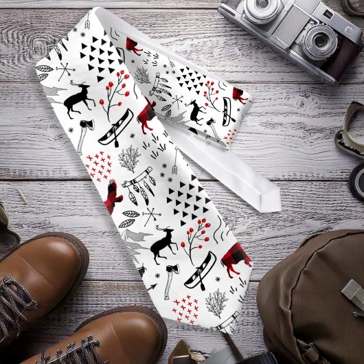 バッファローアドベンチャーブラック&レッドプレイドID599 ネクタイ