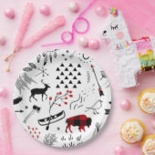 バッファローアドベンチャーブラック&レッドプレイドID599 ペーパープレート (パーティー)