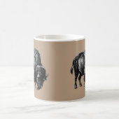 バッファローアメリカンバイソンヴィンテージウッド版木、銅版、版画マグ コーヒーマグカップ (中央)