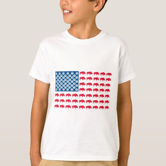 バッファローアメリカ国旗 Tシャツ (正面)