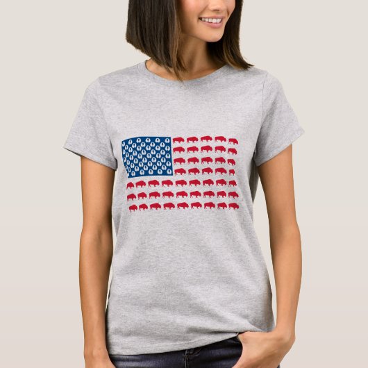 バッファローアメリカ国旗 Tシャツ (正面)