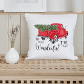 バッファローエレガントチェック赤トラックのスクリプトクリスマス クッション