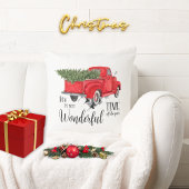 バッファローエレガントチェック赤トラックのスクリプトクリスマス クッション