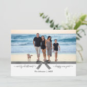 バッファローエレガントプレイドボウ白黒ホリデーカード (スタンド正面)