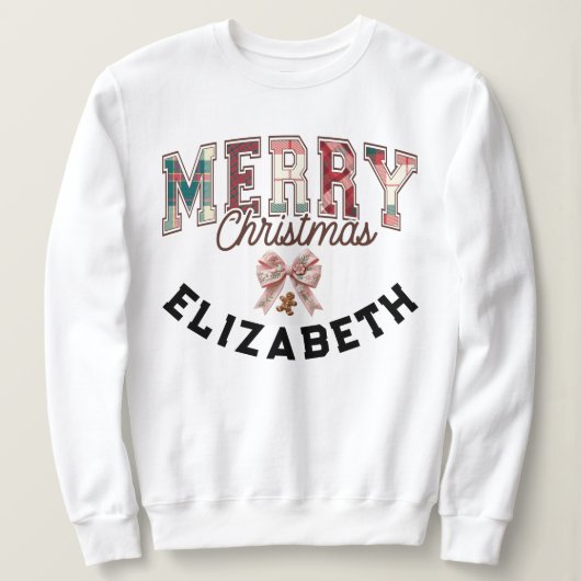 バッファローエレガントプレイドメリークリスマスパーソナライズされた スウェットシャツ (デザイン正面)