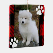 バッファローカスタムプレイド犬のペット写真 セラミックオーナメント (右)