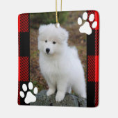 バッファローカスタムプレイド犬のペット写真 セラミックオーナメント (左)