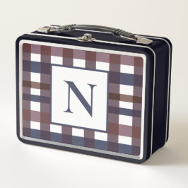 バッファローカラフルプレイドモノグラム メタルランチボックス