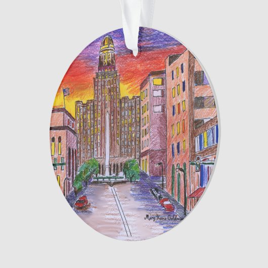 バッファローシティホールハンドドロー絵を描ド手 オーナメント (正面)