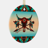 バッファロースカルおよびアローズセラミックオーナメント セラミックオーナメント (右)