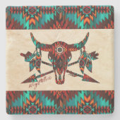 バッファロースカルアンドアローズストーンコースター ストーンコースター (正面)