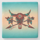 バッファロースカルアンドアローズストーンコースター ストーンコースター (正面)