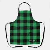 バッファロースタイリッシュプレイド名前をカスタムするスクリプトグリーン エプロン (正面)