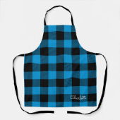 バッファロースタイリッシュプレイド名前をカスタムするスクリプトブルー エプロン (正面)