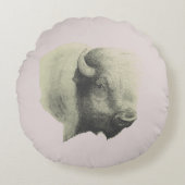 バッファロースピリットアニマルオリジナルアート ラウンドクッション (正面)