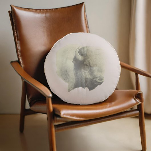 バッファロースピリットアニマルオリジナルアート ラウンドクッション