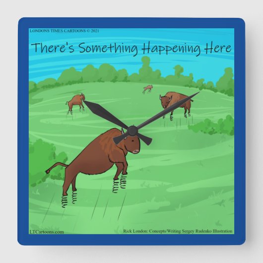 バッファロースプリングフィールドの価値のおもしろい漫画 スクエア壁時計 (正面)