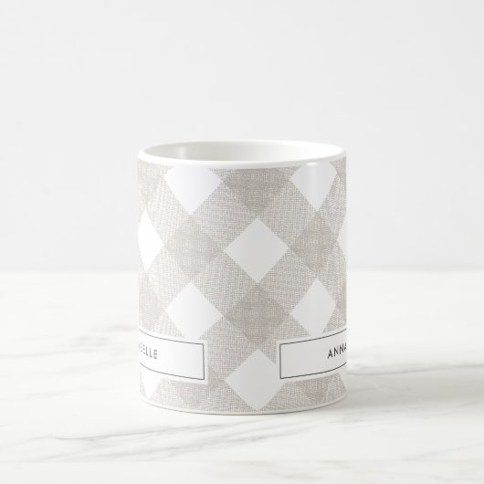 バッファロータータンチェックモダンナチュラルベージュパーソナライズされた コーヒーマグカップ (中央)