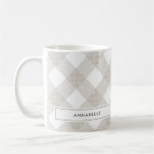 バッファロータータンチェックモダンナチュラルベージュパーソナライズされた コーヒーマグカップ (左)