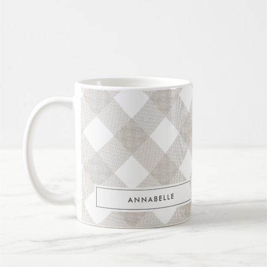 バッファロータータンチェックモダンナチュラルベージュパーソナライズされた コーヒーマグカップ (左)