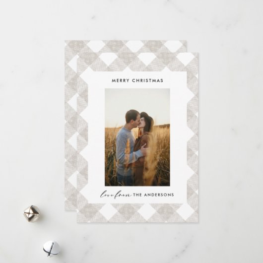 バッファロータータンチェックモダンナチュラル1フォトクリスマスホ シーズンカード (正面/裏面インサイチュ)