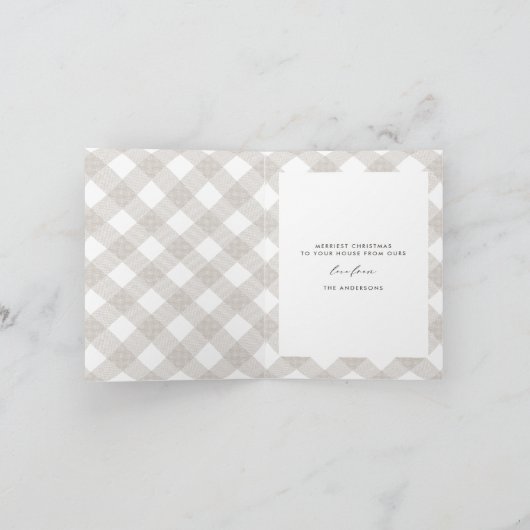 バッファロータータンチェックモダンナチュラル1写真クリスマス シーズンカード (内部)