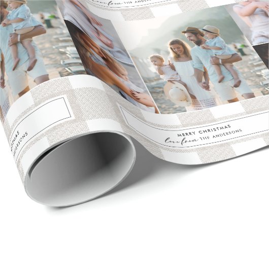 バッファロータータンチェックモダンナチュラル3写真クリスマス ラッピングペーパー (ロールコーナー)