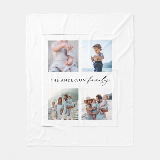 バッファロータータンチェックモダンナチュラル4枚フォトクリスマスフロル フリースブランケット (正面)