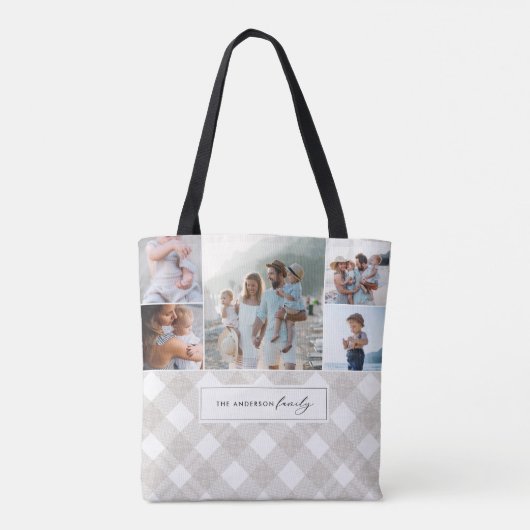 バッファロータータンチェックモダンナチュラル5写真クリスマス トートバッグ (裏面)