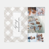 バッファロータータンチェックモダンナチュラル5写真クリスマス フリースブランケット (正面(横))