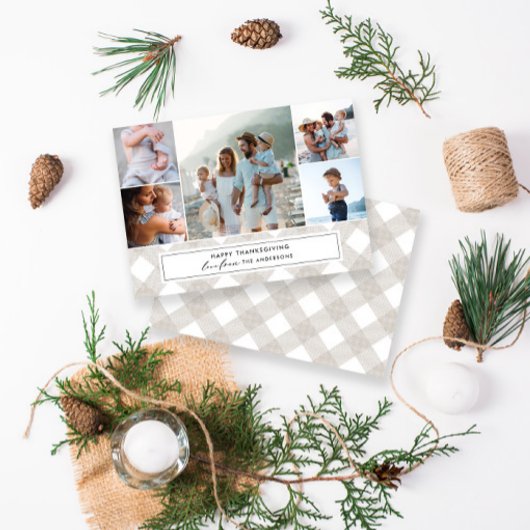 バッファロータータンチェックモダンナチュラル5写真感謝祭 シーズンカード