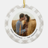 バッファロータータンチェックモダン自然写真クリスマス セラミックオーナメント (正面)