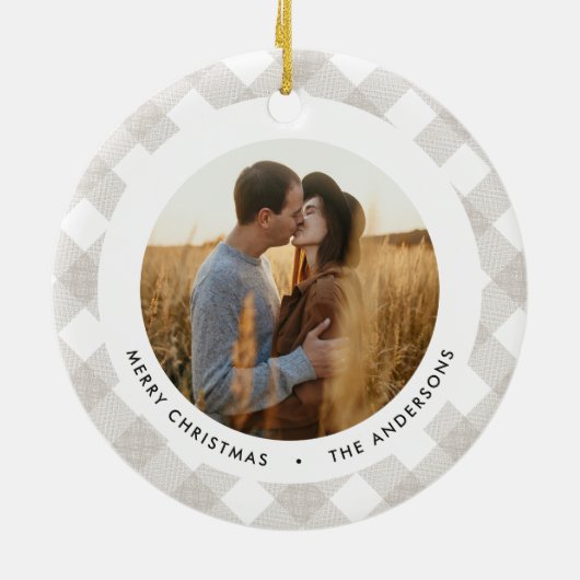 バッファロータータンチェックモダン自然写真クリスマス セラミックオーナメント (裏面)