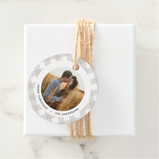 バッファロータータンチェックモダン自然写真クリスマス フェイバータグ (インサイチュ)