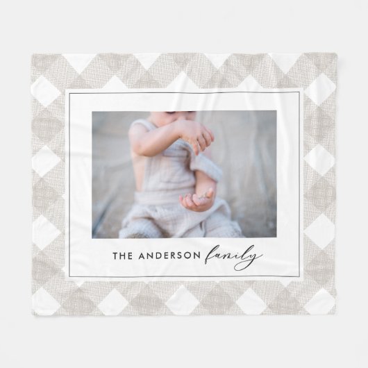 バッファロータータンチェックモダン自然写真クリスマス フリースブランケット (正面(横))