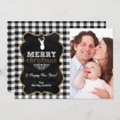 バッファローチェックのクリスマスフォトカード 招待状 (正面/裏面)