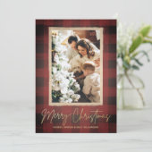 バッファローチェックのクリスマスフォト シーズンカード (スタンド正面)