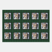 バッファローチェックのペットの写真クリスマス ラッピングペーパーシート (正面)