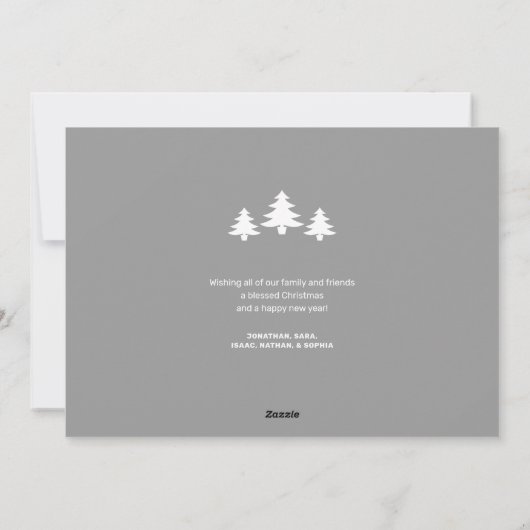 バッファローチェックの格子模様の写真コラージクリスマス シーズンカード (裏面)