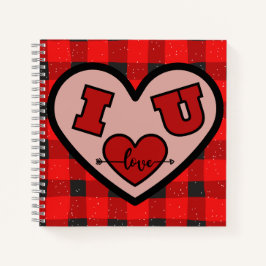 バッファローチェックの「I ♥ U I Love You」スパイラルノート ノートブック