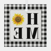 バッファローチェックひまわり"ホーム" ガラスオーナメント (裏面)