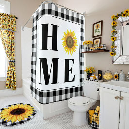 バッファローチェックひまわり"ホーム" シャワーカーテン