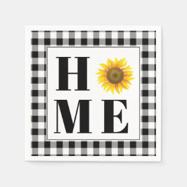 バッファローチェックひまわり"ホーム" スタンダードカクテルナプキン