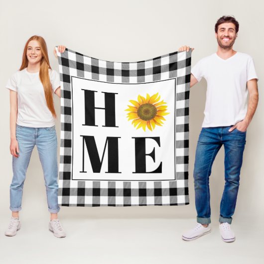 バッファローチェックひまわり"ホーム" フリースブランケット (インサイチュ)